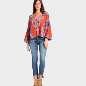 Free People Birds of a Feather boho Printed Top size small